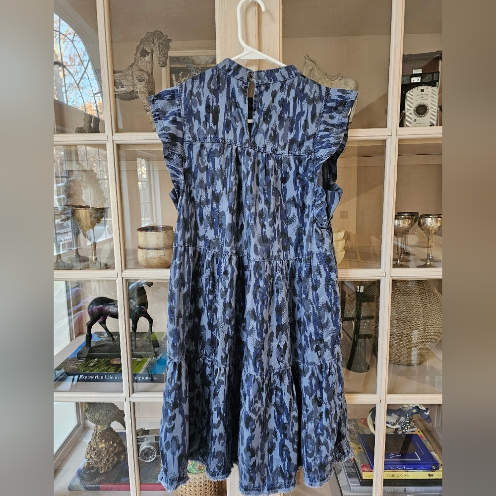 Anthropologie Jenee Tiered Tunic Dress Printed Chambray - Picture 8 of 9
